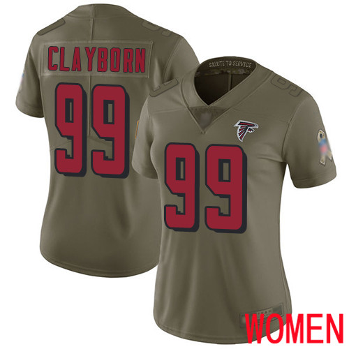 Atlanta Falcons Limited Olive Women Adrian Clayborn Jersey NFL Football #99 2017 Salute to Service->women nfl jersey->Women Jersey